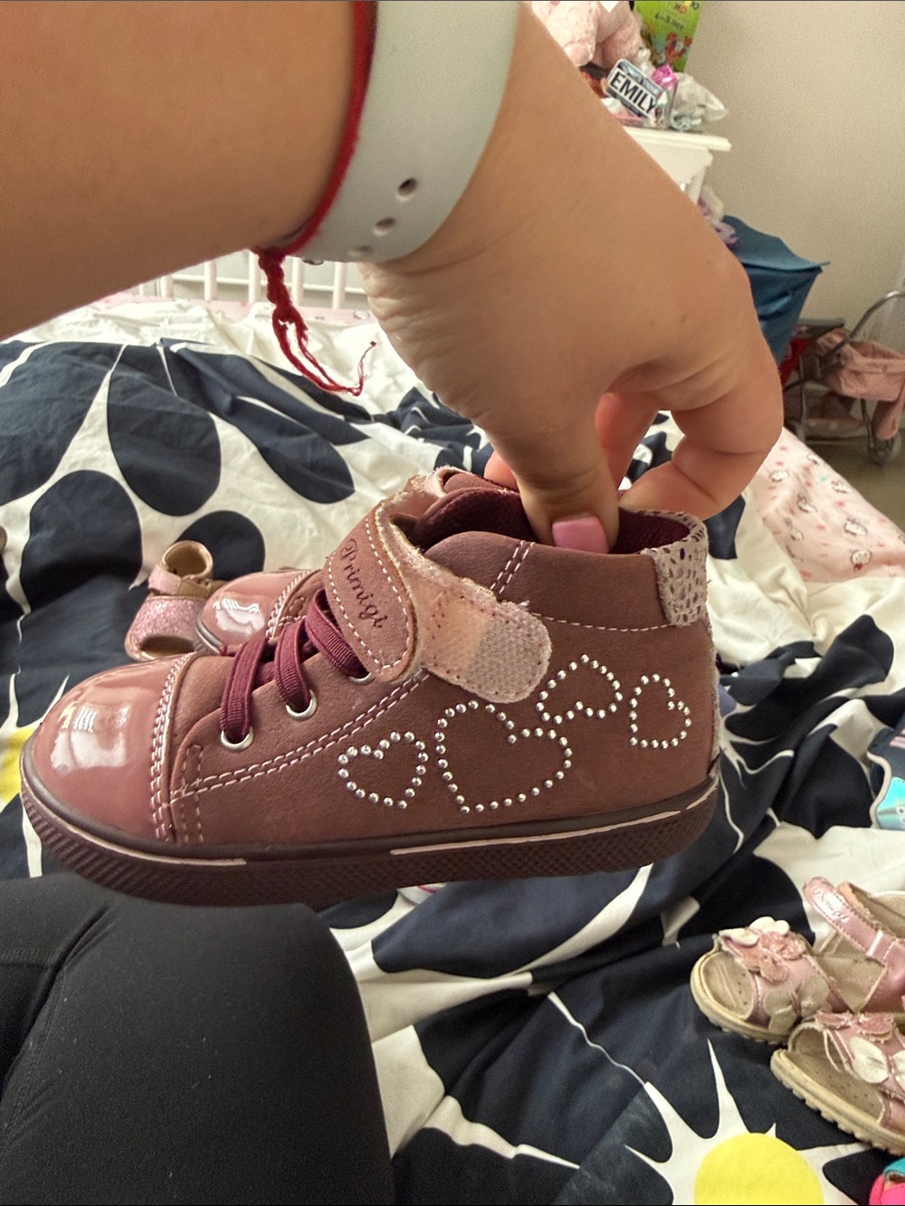 Primigi Pink Heart-Embellished High-Top Sneakers size 23/7